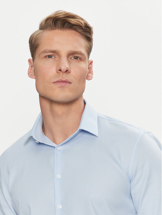 Calvin Klein Calvin Klein Ing Non Iron Tonal Strct Slim Shirt K10K113848 Kék Regular Fit