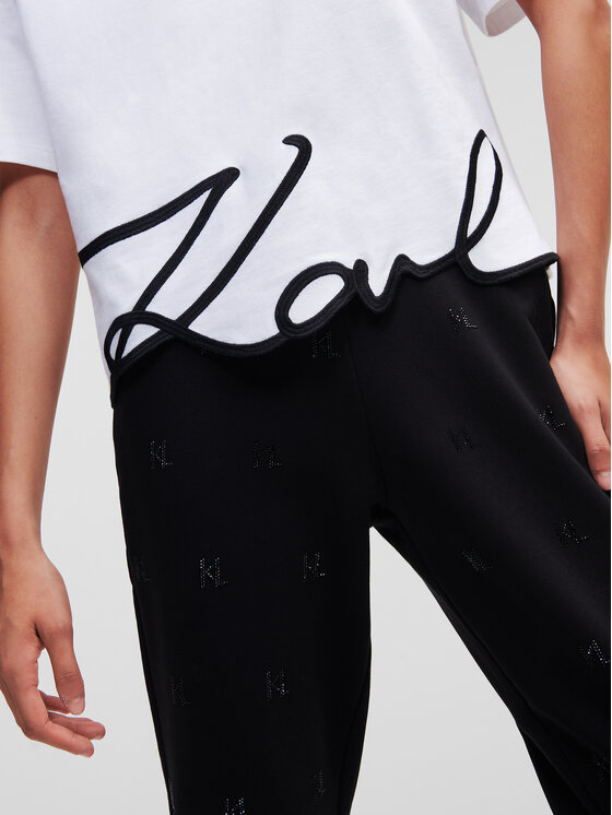 KARL LAGERFELD KARL LAGERFELD Футболка Signature Hem 226W1703 Білий Relaxed Fit