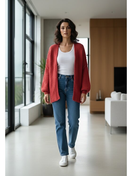 FIGL FIGL Kardigan M1264 Czerwony Regular Fit