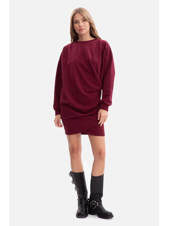 BeWear BeWear Sukienka dzianinowa b298 Bordowy Baggy Fit
