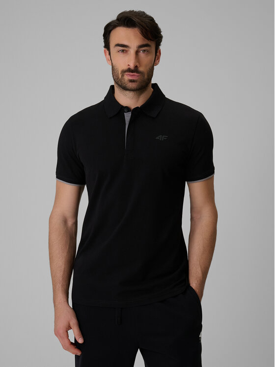4F 4F Polo COMMERCIAL Czarny Regular Fit
