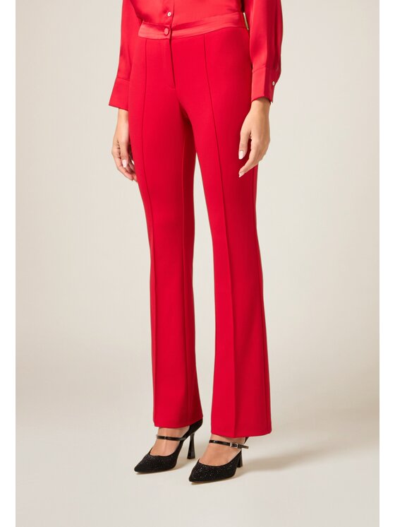 Oltre Oltre Spodnie materiałowe P088R008734N016 Czerwony Flare Fit