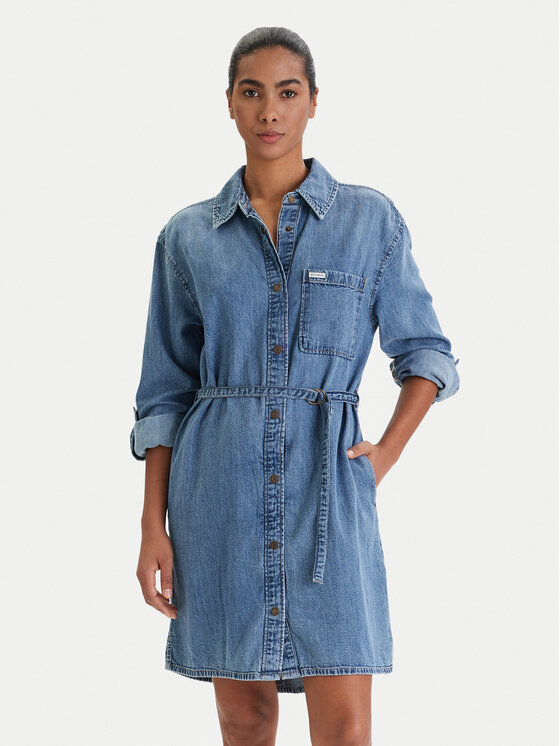 Guess Jeans Guess Jeans Džinsinė suknelė W6RK26 D5M81 Mėlyna Regular Fit