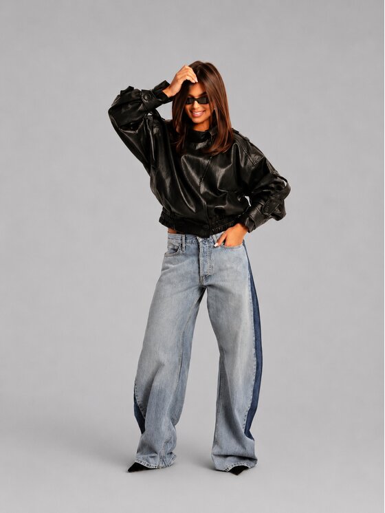 Love Saints Love Saints Kurtka skórzana L26WF-5S-K03 Czarny Oversize