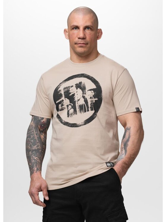 PITBULL PITBULL T-Shirt LOGO PALMS Beżowy Regular Fit