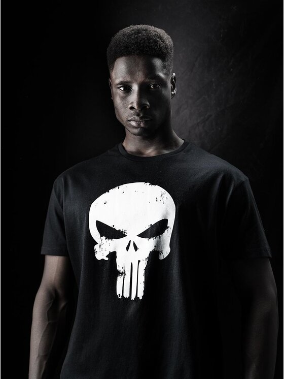 Marvel Marvel T-Shirt Koszulka Z Krótkim Rękawem Męska Czarna Marvel Comics Punisher Crushed Logo M Czarny Regular Fit