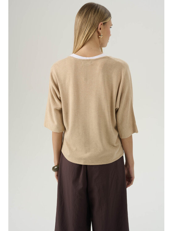 Femestage Femestage Sweter Femestage AB BASE SWE0840-015 Beżowy Regular Fit
