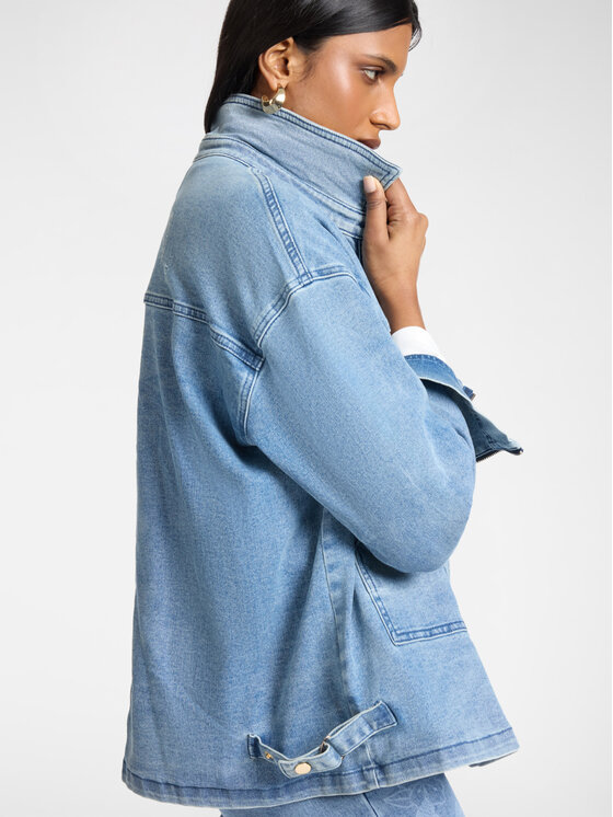Elena Mirò Elena Mirò Giacca camicia R003Z000042N024 Turchese Boxy Fit