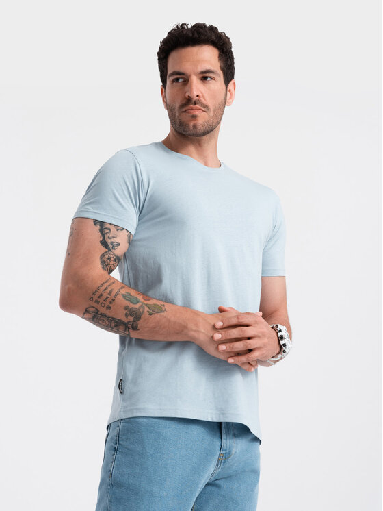 Ombre Ombre T-Shirt OM-TSBS-0146 Modrá Regular Fit