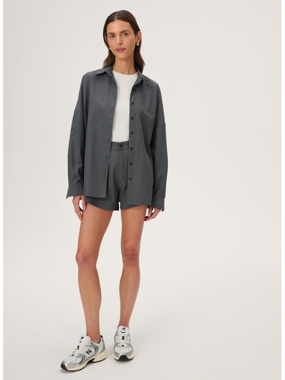 LEBRAND LEBRAND Koszula Meryl Szary ciemny Regular Fit