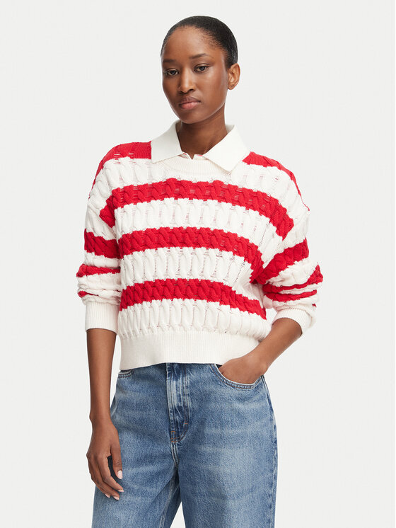 Tommy Jeans Sweter DW0DW22926 Czerwony Loose Fit