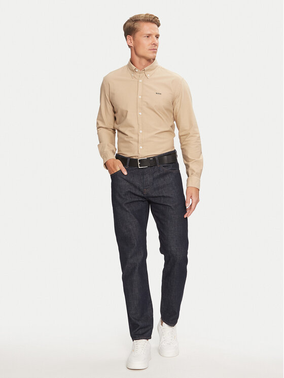 BOSS Boss Särk H-Roan 50521996 Beež Slim Fit