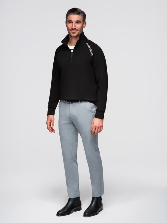 Ombre Ombre Bluza OM-SSZP-0211 Czarny Slim Fit