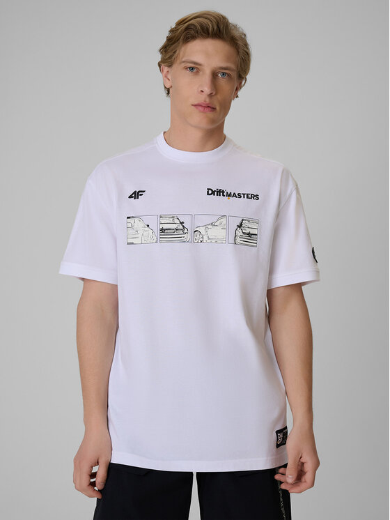 4F 4F T-Shirt MOTOSPORTS 2026 Biały Loose Fit