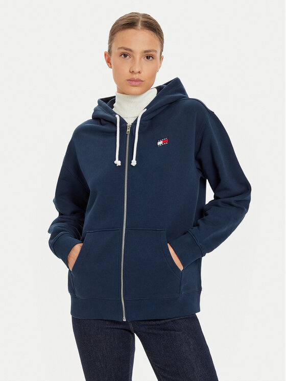 Tommy Jeans Tommy Jeans Pulóver Tjw Rlx Badge Zipthru DW0DW19932 Sötétkék Regular Fit