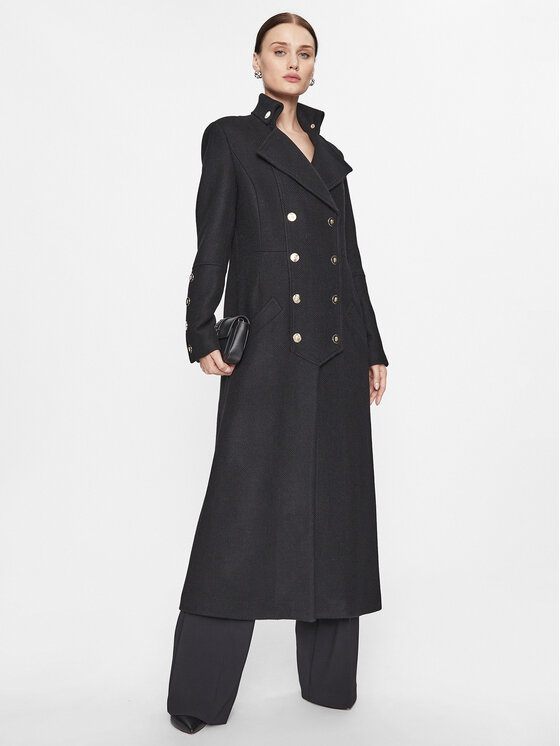 Babylon Palton de lână T_MF0413 Negru Regular Fit