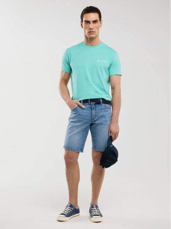 BIG STAR BIG STAR T-Shirt BRUNOMI_302_150 Turkusowy Basic Fit