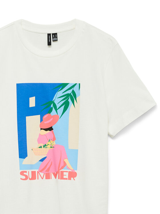 Vero Moda Vero Moda Тишърт Salli Mette 10344804 Бял Regular Fit