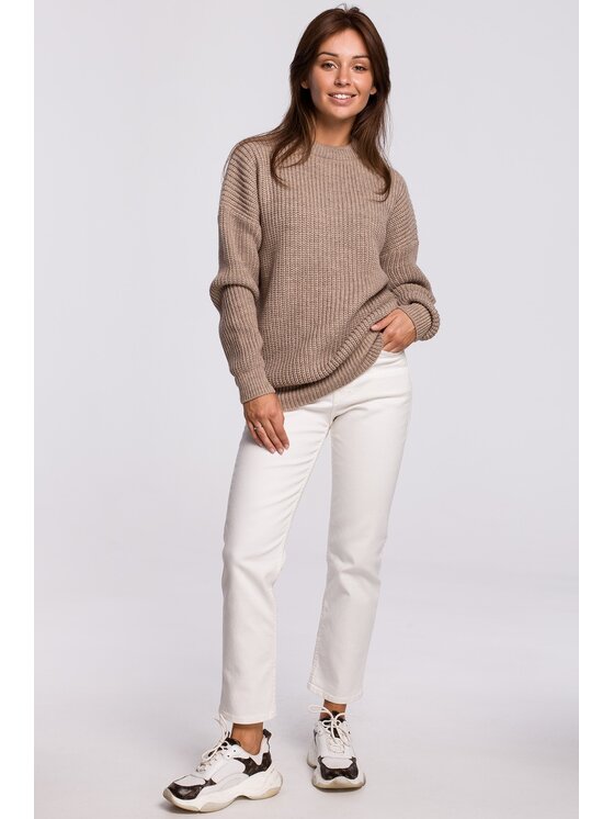 BeWear BeWear Sweter bk052 Brązowy Baggy Fit