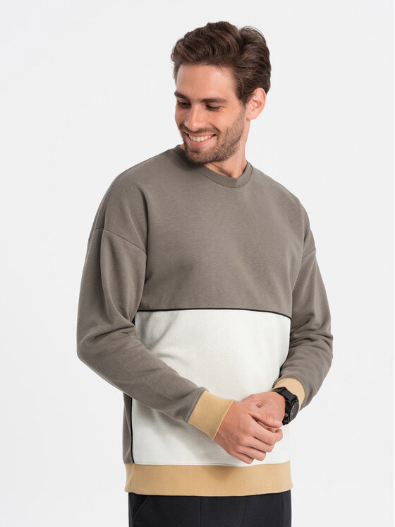 Ombre Ombre Mikina OM-SSNZ-0130 Khaki Oversize