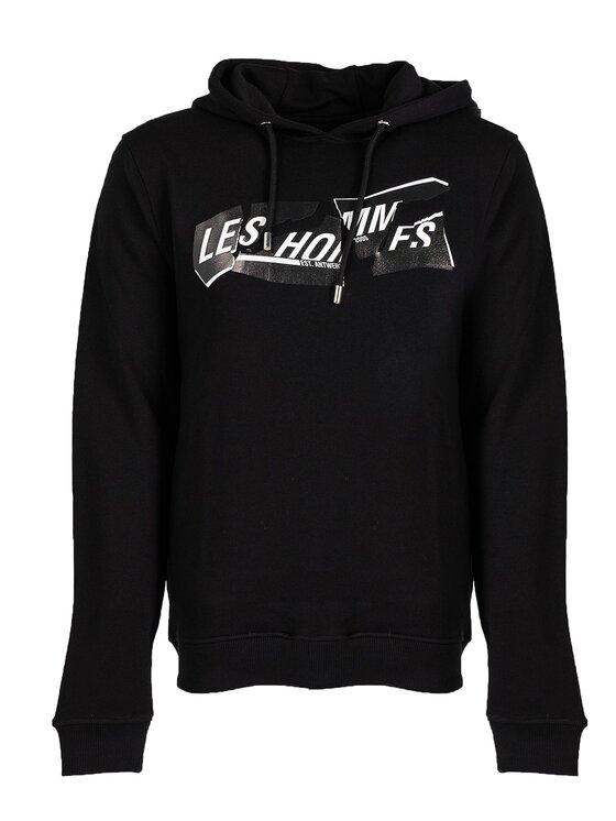 Les Hommes Les Hommes Μπλούζα LLH451-758P | Hooded Sweater Μαύρο Regular Fit