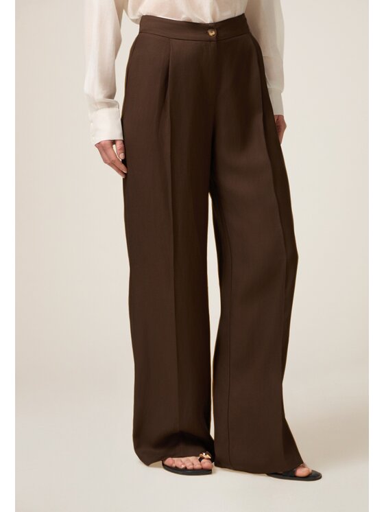 Oltre Oltre Pantaloni di tessuto P088R008844N022 Marrone Baggy Fit