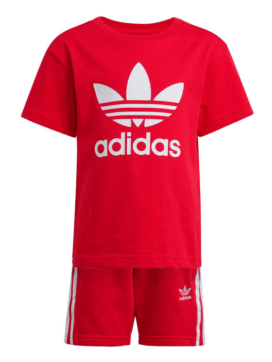 adidas adidas Komplet t-shirt i spodenki adicolor JC9156 Czerwony Regular Fit