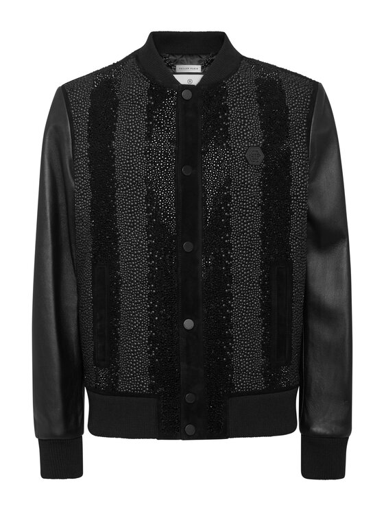 PHILIPP PLEIN PHILIPP PLEIN Kurtka skórzana 24369 Czarny Regular Fit