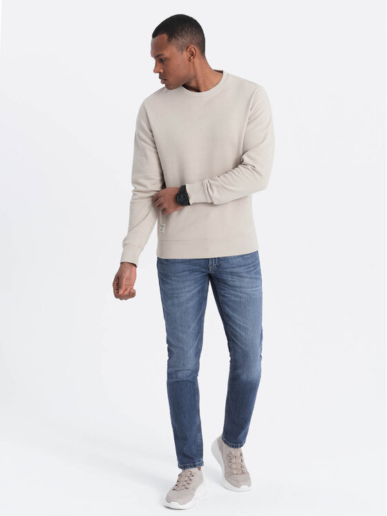 Ombre Ombre Bluza OM-SSBN-0175 Beżowy Regular Fit