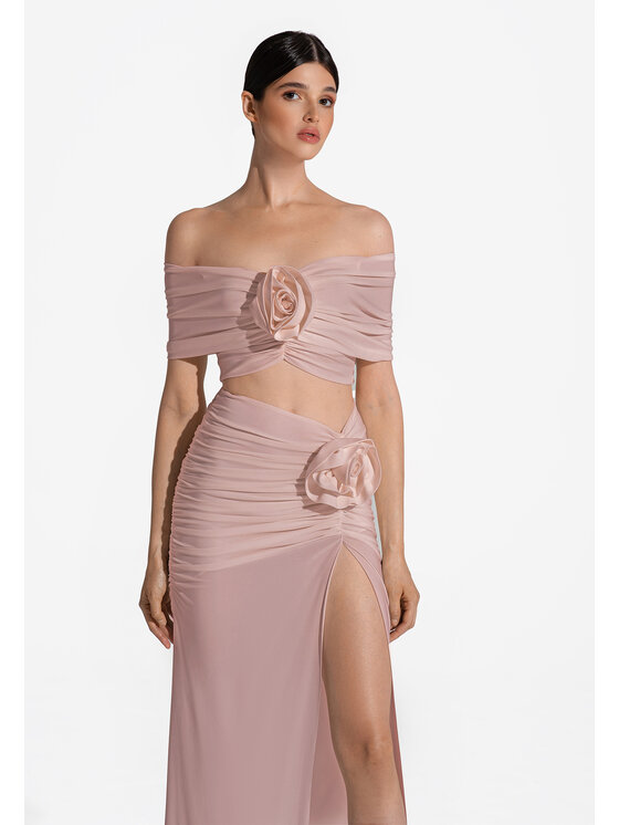 sax35th sax35th Spódnica maxi ROSA Beżowy Slim Fit