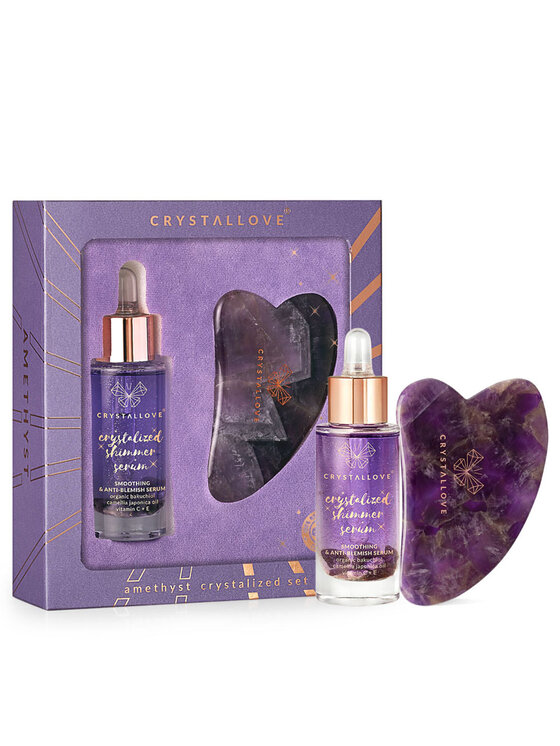 Serum Crystallove, Do twarzy z ametystem i płytka do masażu gua sha