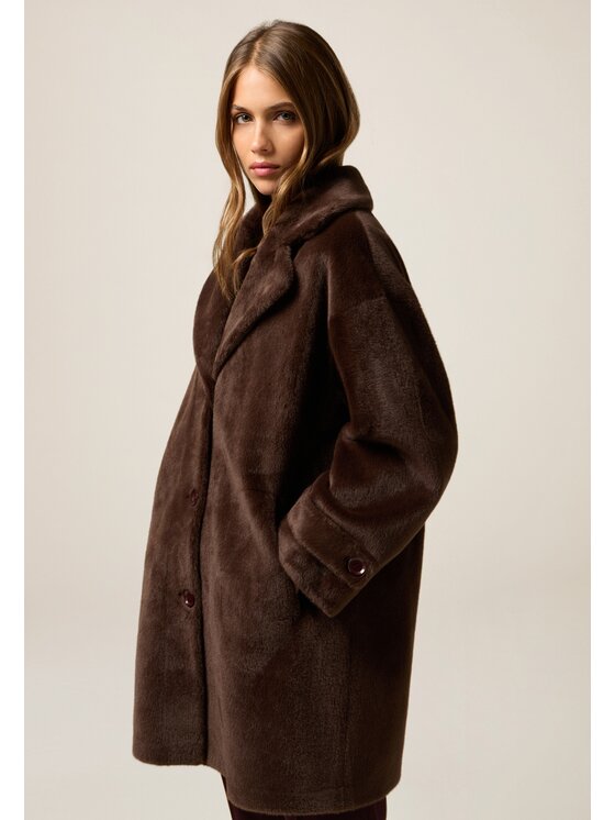 Oltre Oltre Płaszcz zimowy 0083J000126N022 Brązowy Baggy Fit