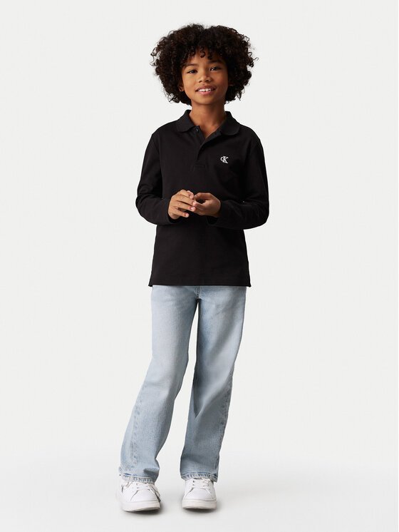 Calvin Klein Jeans Calvin Klein Jeans Тениска с яка и копчета Essential IB0IB02421 D Черен Regular Fit