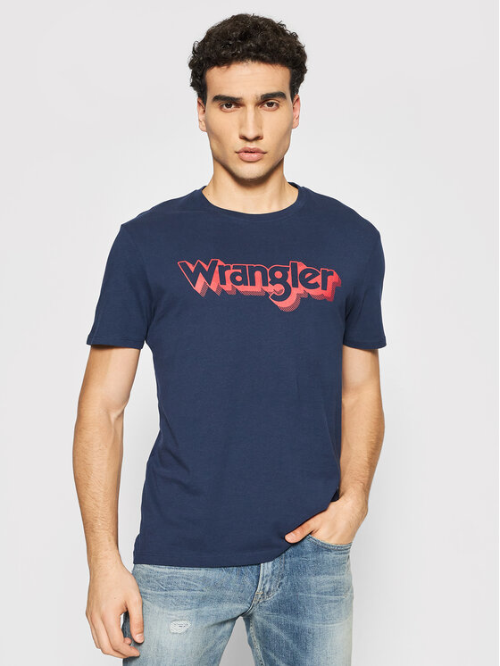 Wrangler T-Shirt Ss Logo Tee W7J4D3114 Granatowy Regular Fit