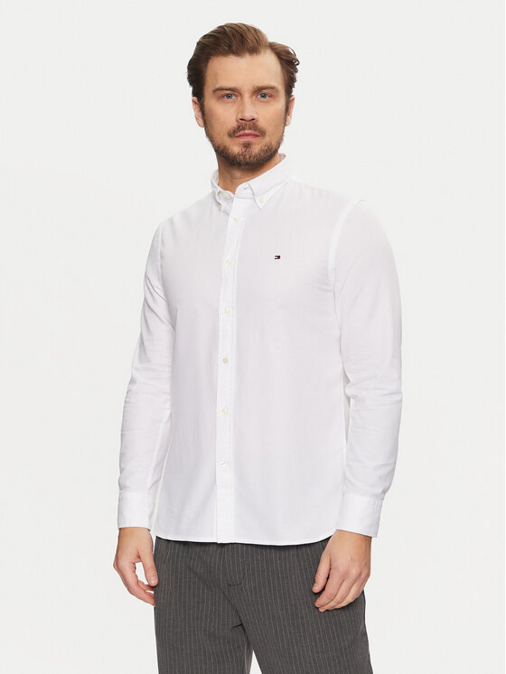 Tommy Hilfiger Košeľa Flex Dobby MW0MW37578 Biela Slim Fit