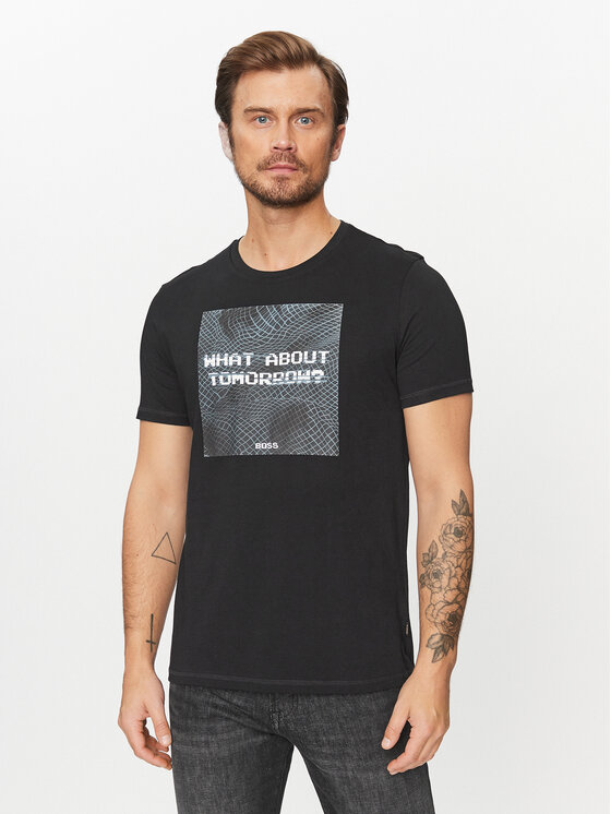 BOSS Boss T-Shirt Temessage 50503552 Schwarz Relaxed Fit