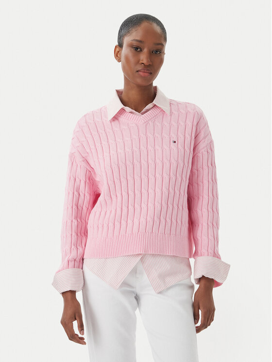 Tommy Hilfiger Pulover WW0WW48433 Roz deschis Regular Fit