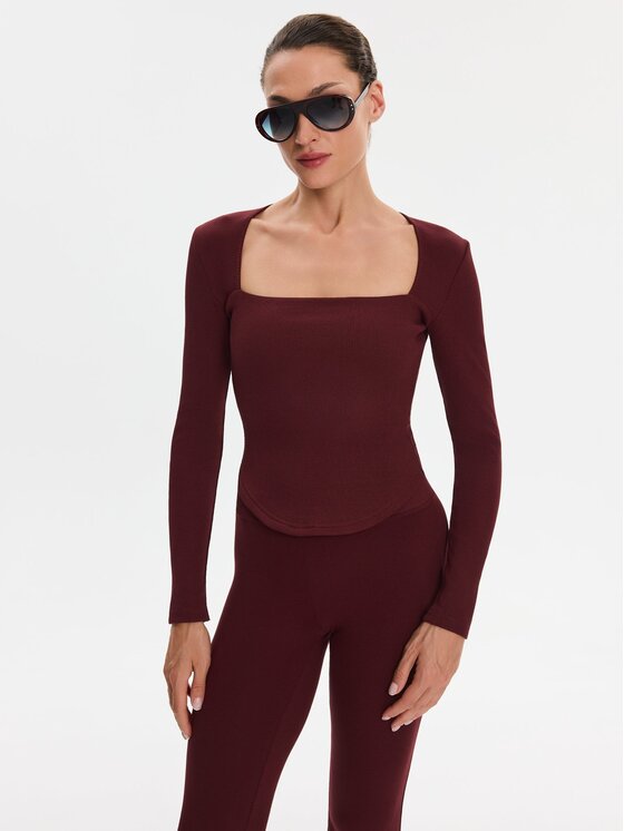 Nudyess Nudyess Spodnie materiałowe Aspen Bordowy Slim Fit