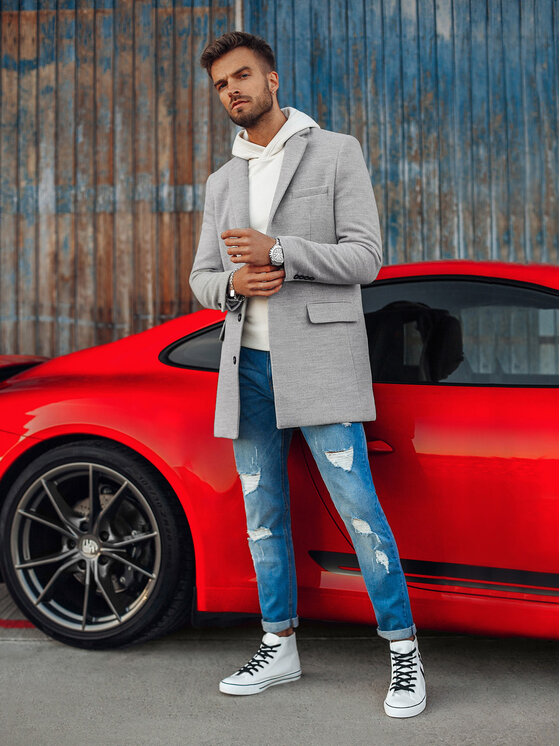 Ombre Ombre Kabát C432 Šedá Regular Fit