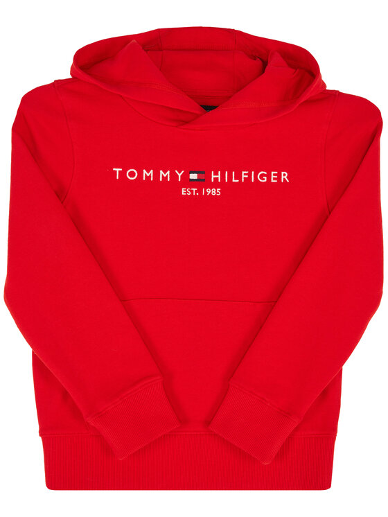 TOMMY HILFIGER Bluza Essential Hoodie KB0KB05673 D Czerwony Regular Fit