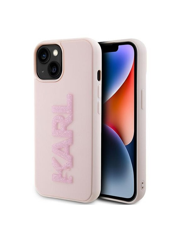 KARL LAGERFELD KARL LAGERFELD Etui na telefon 3D Rubber Glitter Logo Różowy