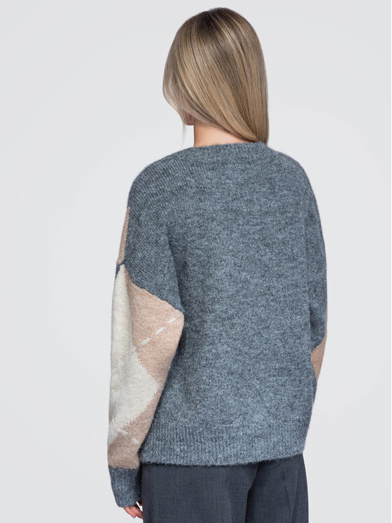 Ombre Ombre Svetr OW-SW-E0017 Šedá Relaxed Fit