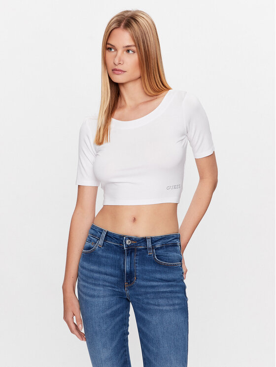 Guess Blúzka W3GI28 K68D2 Biela Boxy Fit