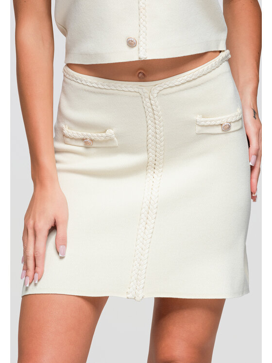 Ombre Ombre Spódnica mini OW-GL-E0020 Kremowy Slim Fit