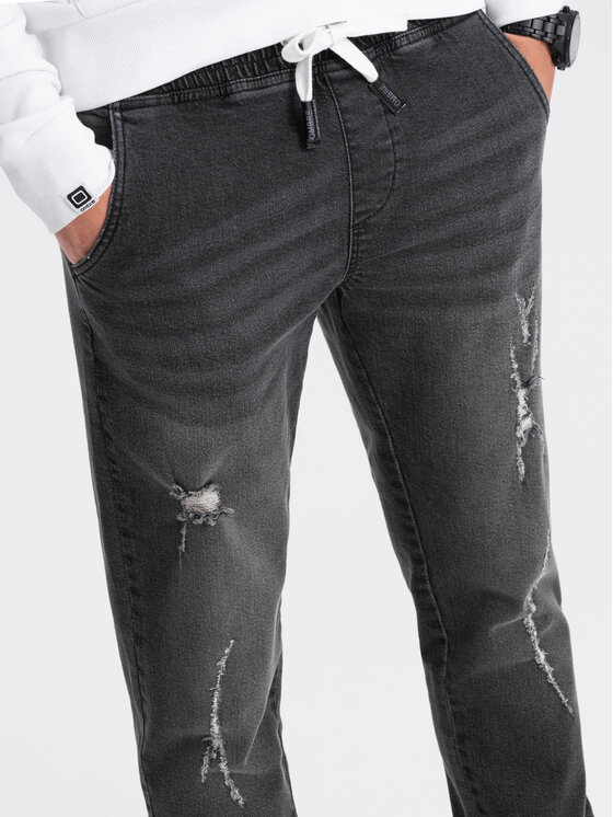 Ombre Ombre Jeansy OM-PADJ-0150 Černá Slim Fit