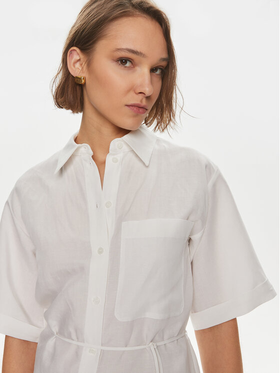Calvin Klein Calvin Klein Rochie tip cămașă K20K206697 Alb Relaxed Fit