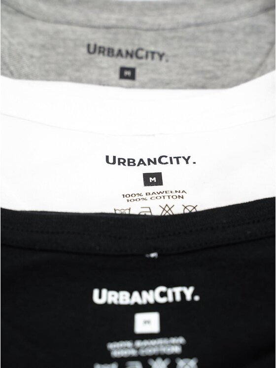 Urban City Urban City Komplet 3 t-shirtów Zestaw 3 T-Shirtów Męskich Biała / Szara / Czarna Urban City No Logo Basic 4XL Czarny Regular Fit