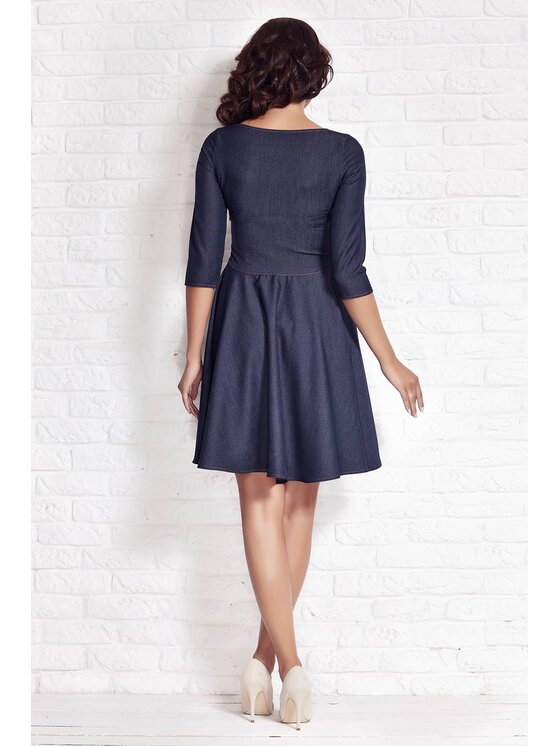 Awama Awama Sukienka codzienna A076 Granatowy Basic Fit