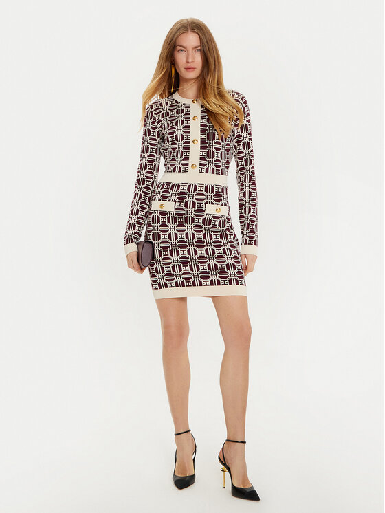 Elisabetta Franchi Elisabetta Franchi Kootud kleit AM-31B-47E2-V440 Bordoopunane Slim Fit