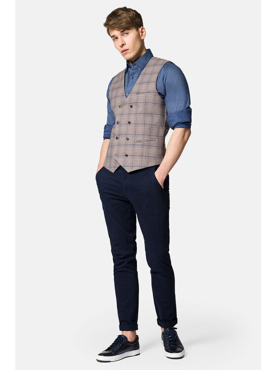 Lancerto Lancerto Kamizelka Formia KA131123000008 Brązowy Slim Fit